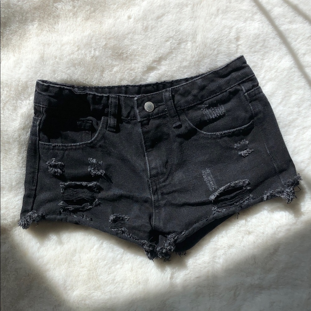 Shein black Distressed Denim Shorts Size 9Y